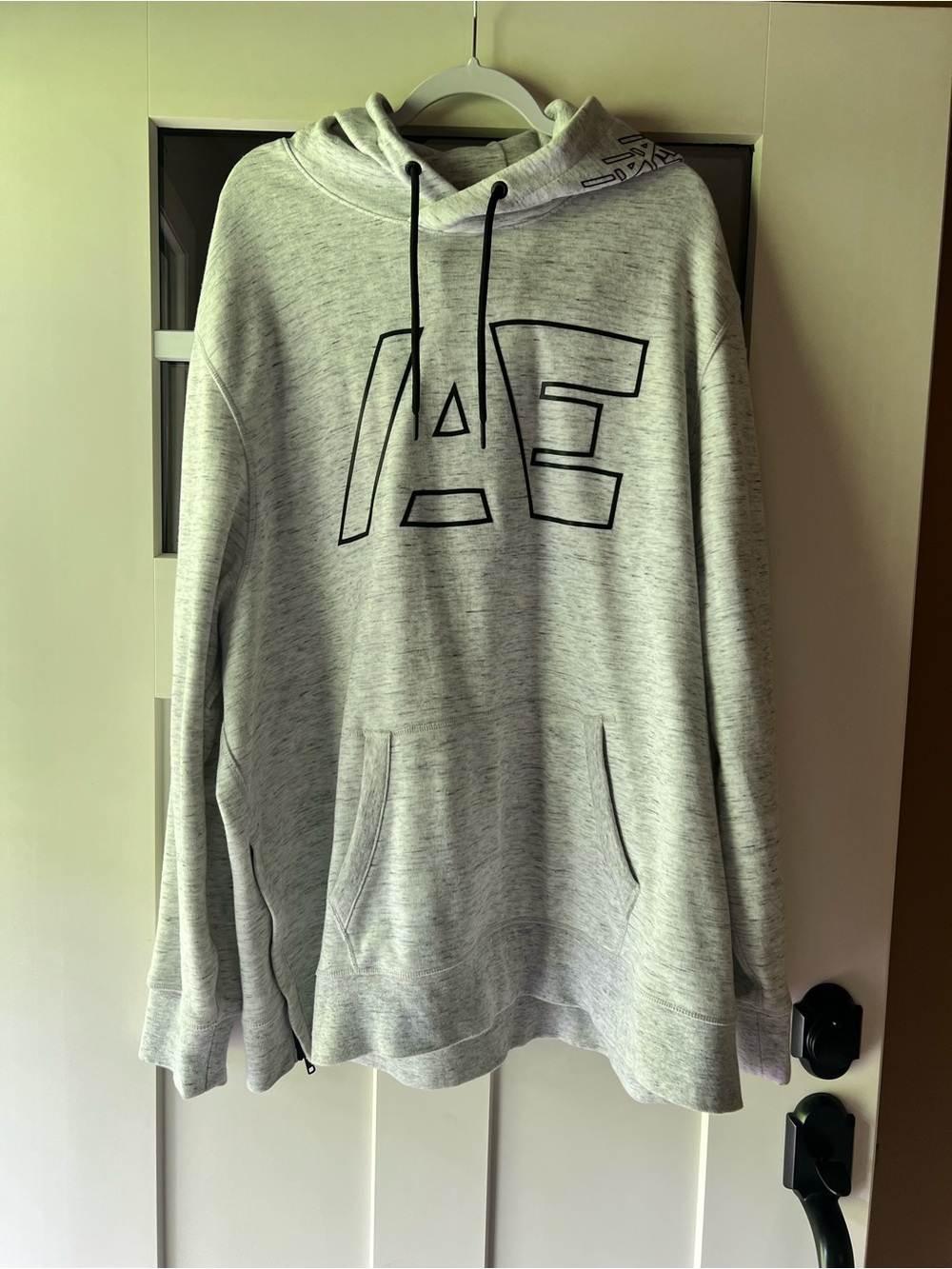 American Eagle Outfitters Light Gray AE Logo Hoodie